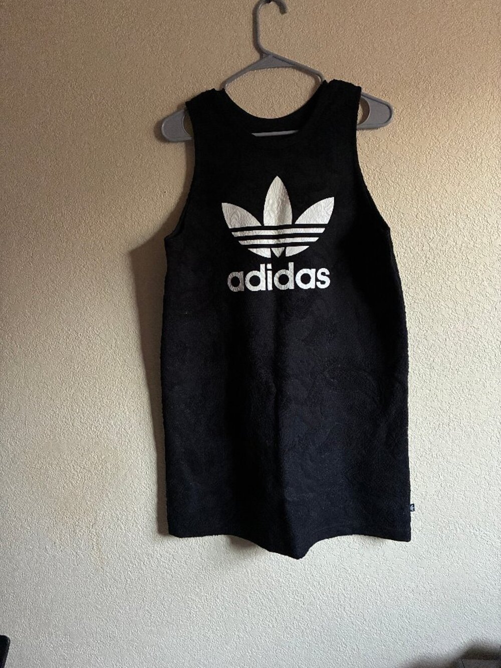 Adidas Originals Black Bonded Lace Trefoil Logo Sleeveless Tank Dress Size L